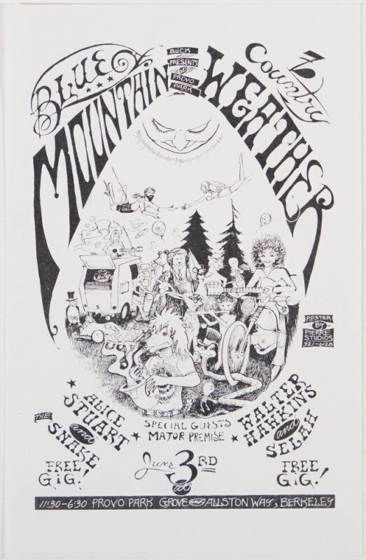 1972 Country Weather Alice Stuart Walter Hawkins Provo Park Berkeley Handbill Near Mint 89