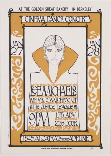 1967 AOR-2.269 Lee Michaels The Golden Sheaf Bakery Berkeley Handbill Excellent 79