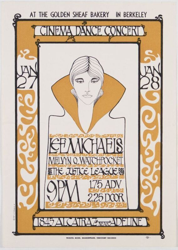 1967 AOR-2.269 Lee Michaels The Golden Sheaf Bakery Berkeley Handbill Excellent 79