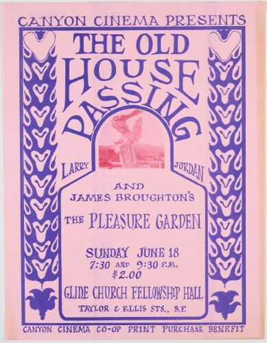 1967 The Old House Passing The Pleasure Garden The Glide Church Handbill Extra Fine 69