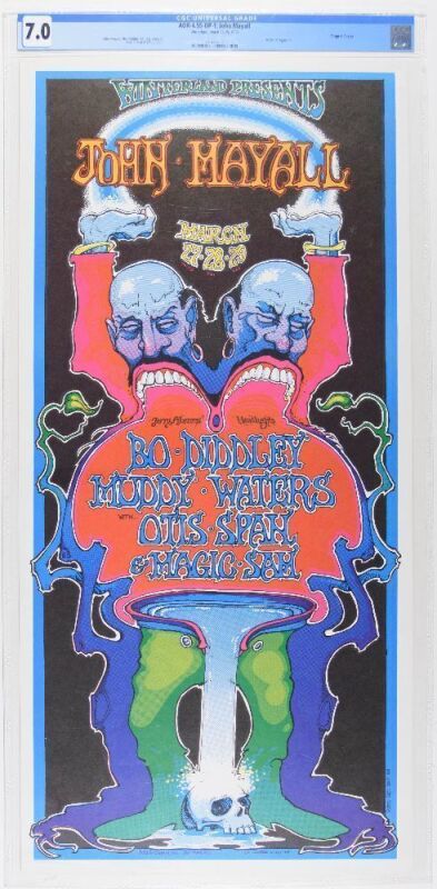 1969 AOR-4.55 John Mayall Bo Diddley Muddy Waters Winterland Poster CGC 7.0