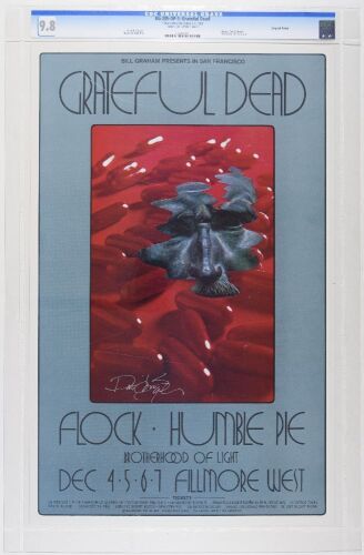 1969 BG-205 Grateful Dead Humble Pie Fillmore West Signed Singer Poster CGC 9.8