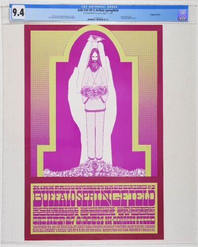 1968 AOR-3.94 Buffalo Springfield Hi-Corbett Field Tuscon Poster CGC 9.4