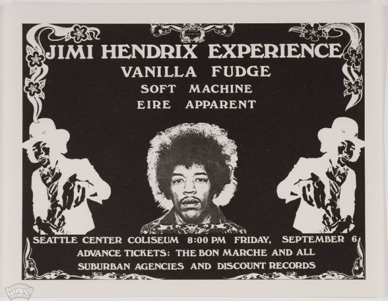 1968 Jimi Hendrix Seattle Center Coliseum Handbill Mint 93