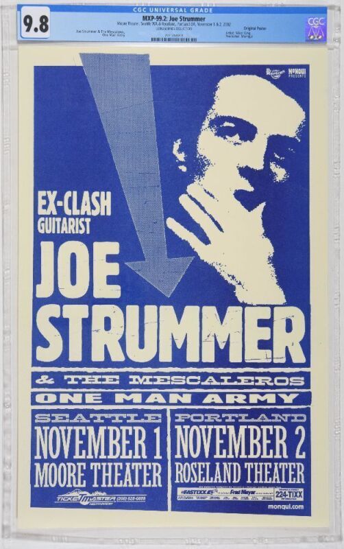 2002 MXP-99.2 Joe Strummer & The Mescaleros Moore Theatre & Roseland Poster CGC 9.8