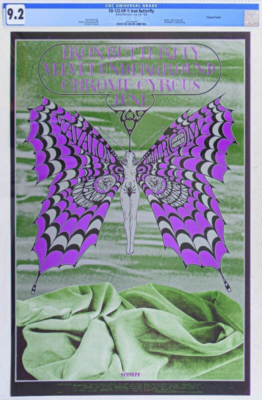 1968 FD-122 Iron Butterfly Velvet Underground Avalon Ballroom Poster CGC 9.2