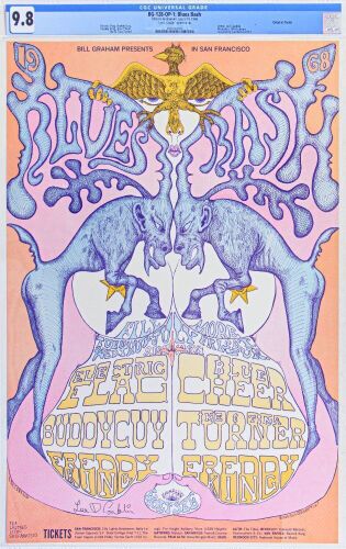 1968 BG-128 Electric Flag Buddy Guy Ike & Tina Turner Fillmore Auditorium Signed Conklin Poster CGC 9.8