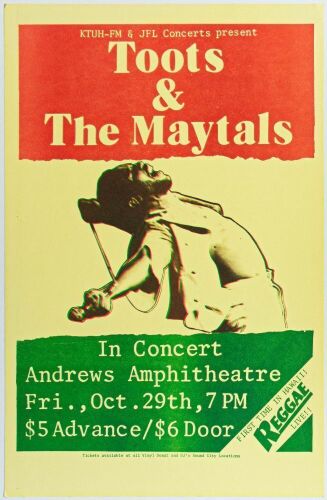 1976 Toots & The Maytals Andrews Amphitheater University of Hawaii Manoa Honolulu Poster Near Mint 89