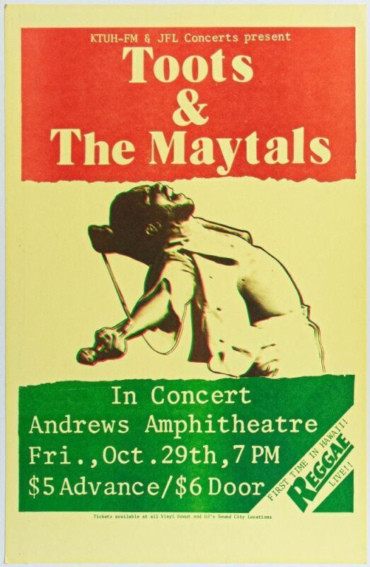 1976 Toots & The Maytals Andrews Amphitheater University of Hawaii Manoa Honolulu Poster Near Mint 89