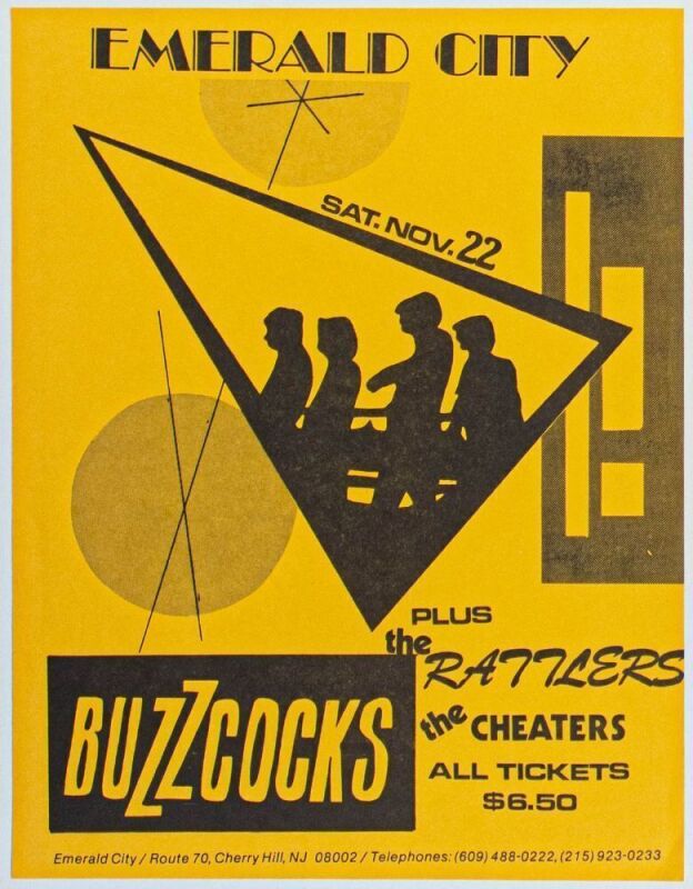 1980 Buzzcocks Emerald City Cherry Hill NJ Flyer Mint 91