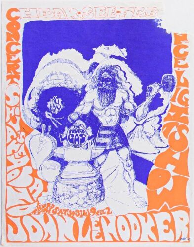 1969 VG- 690130 John Lee Hooker Shiva's Headband Vulcan Gas Company Austin Handbill Fine 59