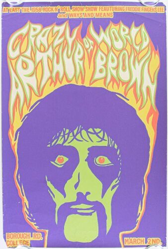 1968 Crazy World of Arthur Brown Borough Road College London Poster Extra Fine 63