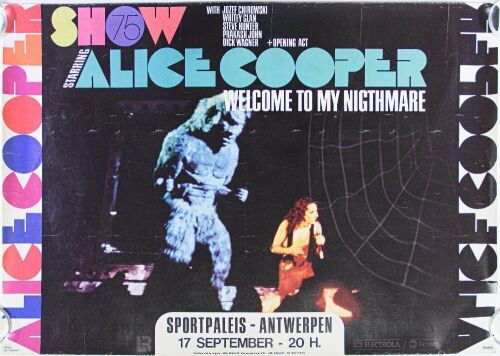 1975 Alice Cooper Welcome to my Nightmare Sportpaleis Antwerp Belgium Poster Excellent 73