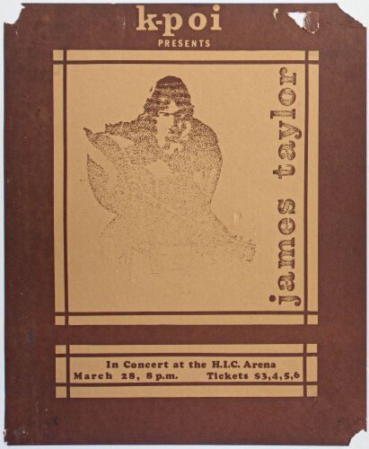1971 James Taylor H.I.C. Arena Honolulu Poster Extra Fine 61