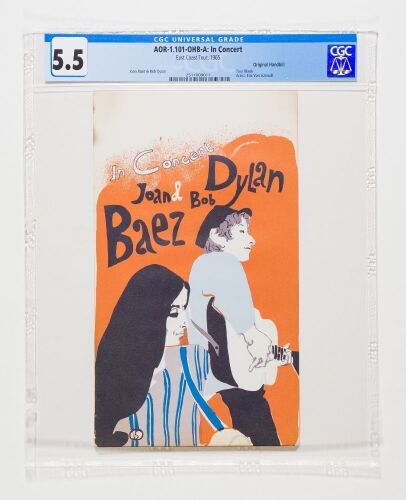 1965 AOR-1.101 Bob Dylan Joan Baez East Coast Tour Handbill CGC 5.5