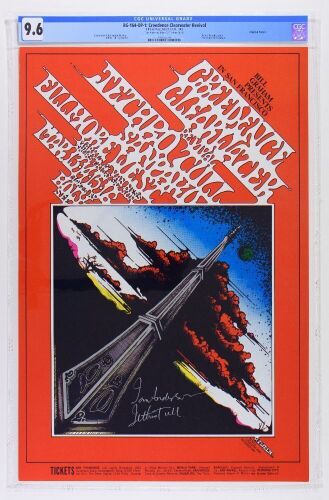 1969 BG-164 Creedence Clearwater Revival Jethro Tull Fillmore Signed Ian Anderson Poster CGC 9.6
