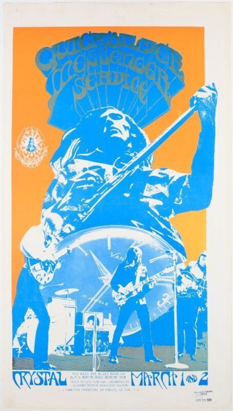 1968 FD-P-3-680301 Quicksilver Messenger Service Nazz Are Blues Band The Crystal Ballroom Portland Poster Extra Fine 69