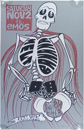 2002 Melt Banana Emo's Austin Signed Mark Pedini Poster Mint 91