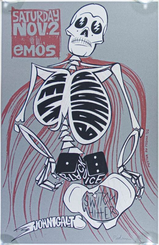2002 Melt Banana Emo's Austin Signed Mark Pedini Poster Mint 91