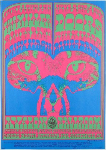 1967 FD-64 The Doors The Miller Blues Band Avalon Ballroom RP2 Poster Near Mint 89