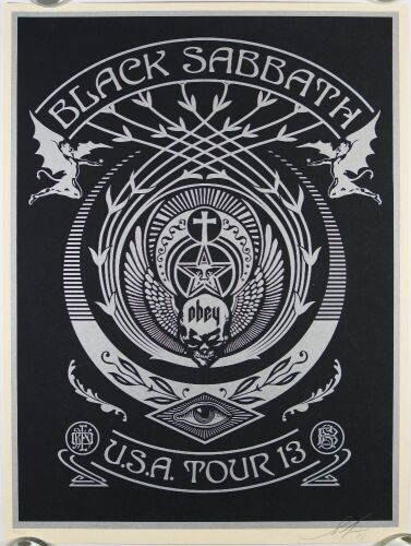2013 Shepard Fairey Black Sabbath USA Tour LE Signed Fairey Poster Mint 91