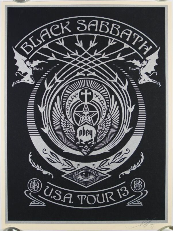 2013 Shepard Fairey Black Sabbath USA Tour LE Signed Fairey Poster Mint 91