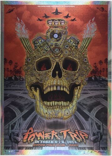 2023 Emek Power Trip Festival Empire Polo Club Rainbow Glitter Foil LE Signed Emek Poster Mint 91