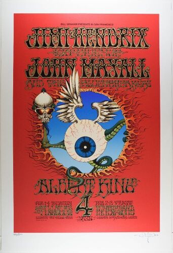 1968/1989 BG-105 Jimi Hendrix Winterland & Fillmore Auditorium Large LE Artrock Screenprint Signed Griffin Poster Excellent 79