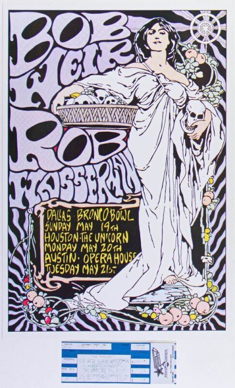 1991 Frank Kozik Bob Weir & Rob Wasserman Texas Poster & Ticket Mint 93