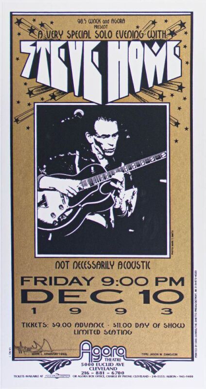 1993 Mark Arminski Steve Howe Agora Theatre Signed Arminski Poster Mint 93