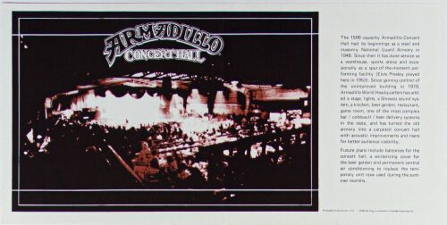 1975 The Armadillo World Headquarters Austin Promotional Performers List Flyer Near Mint 83