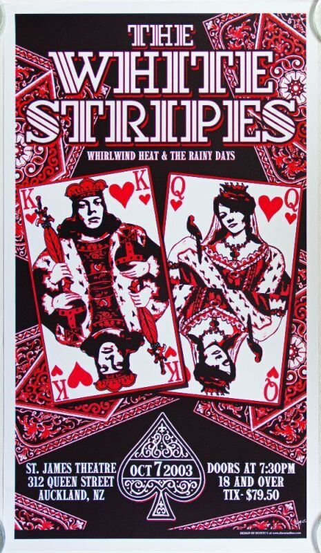 2003 The White Stripes St. James Theatre Auckland Poster Near Mint 81