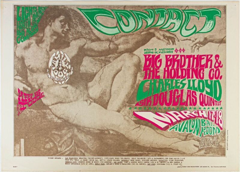 1967 FD-52 Big Brother Janis Joplin Avalon Ballroom RP2 Poster Excellent 71