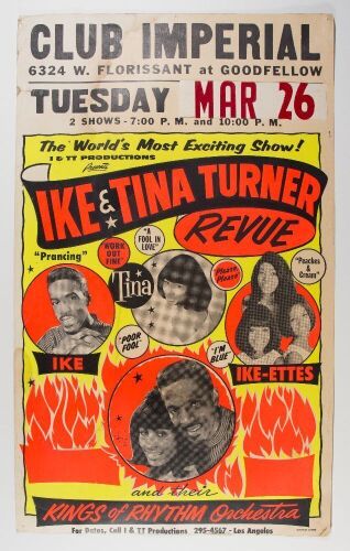 1968 Ike & Tina Turner Club Imperial Saint Louis Globe Cardboard Poster Fine 53