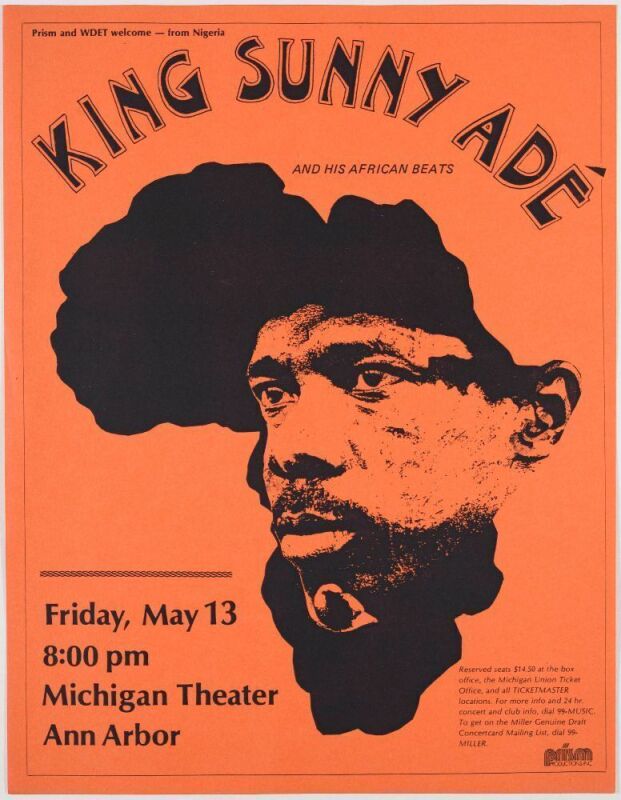 1994 King Sunny Ade The Michigan Theater Ann Arbor Flyer Near Mint 89