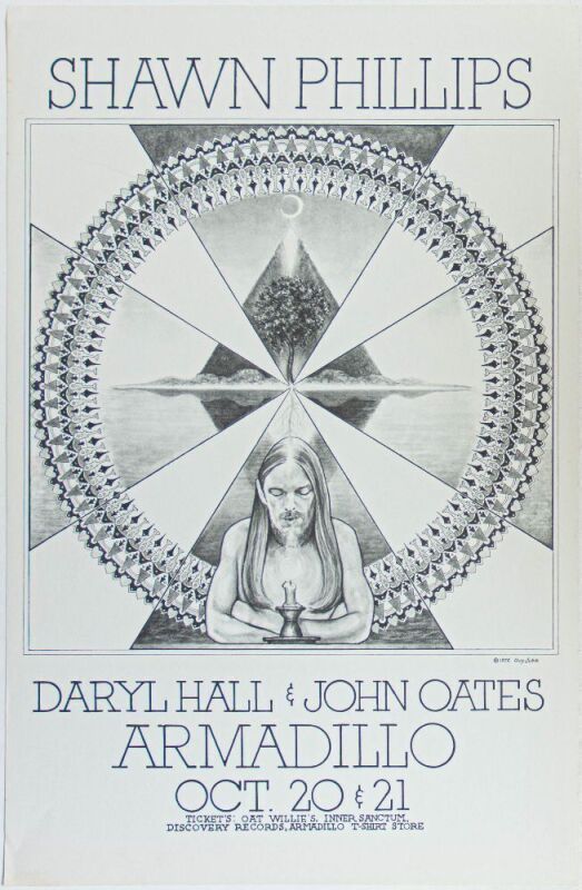 1975 Daryl Hall & John Oates Armadillo World Headquarters Austin Poster Excellent 73