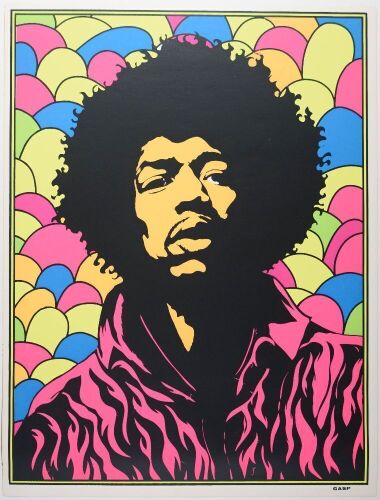 1971 Jimi Hendrix Are You Experienced Gasp INC Blacklight Headshop Poster Near Mint 87