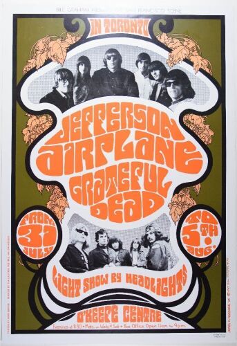 1967 BG-74 Grateful Dead Jefferson Airplane O'Keefe Centre Toronto RP5 Poster Near Mint 80