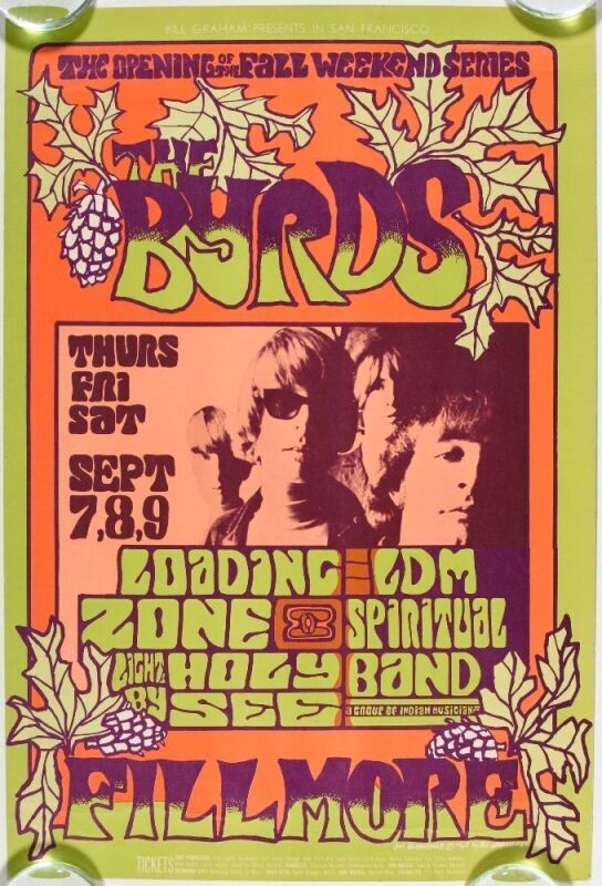 1967 BG-82 The Byrds Fillmore Auditorium Poster Extra Fine 69