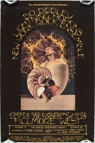1970 BG-253 Pink Floyd Bo Diddley Fillmore West Poster Excellent 70