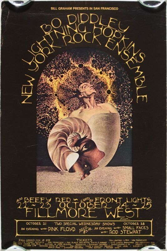 1970 BG-253 Pink Floyd Bo Diddley Fillmore West Poster Excellent 70