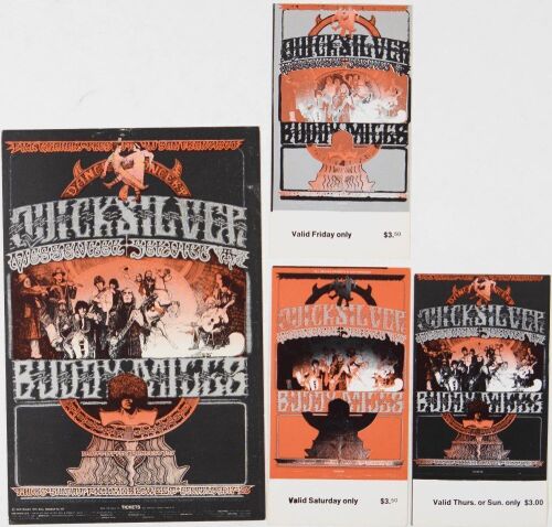 1970 BG-249 Quicksilver Messenger Service Buddy Miles Fillmore West Postcard & Tickets Extra Fine 69