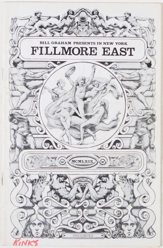 1969 Spirit The Kinks Fillmore East Program Extra Fine 69