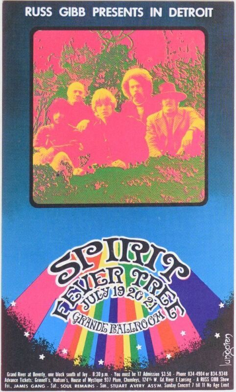 1968 G/G-680719 Spirit Fever Tree Grande Ballroom Detroit Postcard Near Mint 89