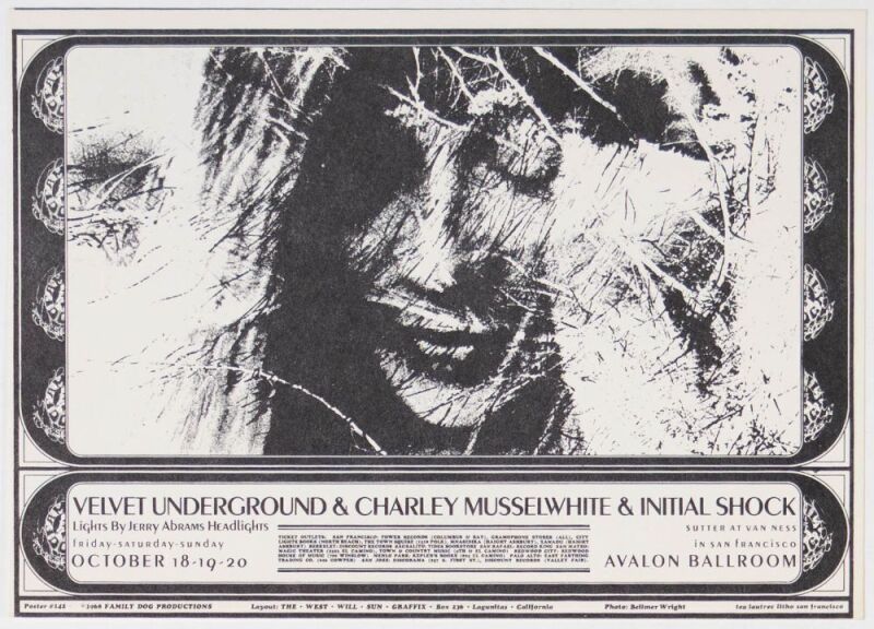 1968 FD-142 The Velvet Underground Avalon Ballroom Postcard Near Mint 89