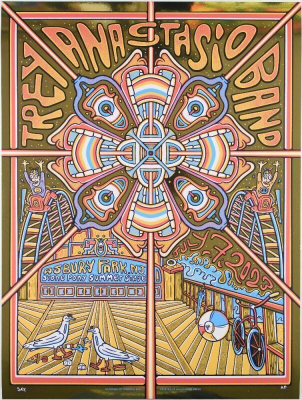 2022 Trey Anastasio Band Stone Pony Summer Stage AP Signed Andrew Sax Foil Poster Mint 91