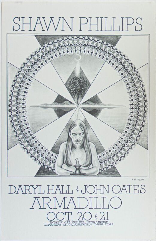 1975 Daryl Hall & John Oates Armadillo World Headquarters Austin Poster Excellent 75