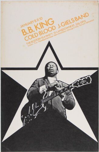 1970 B.B. King Cold Blood J. Geils Band Boston Tea Party Poster Extra Fine 69