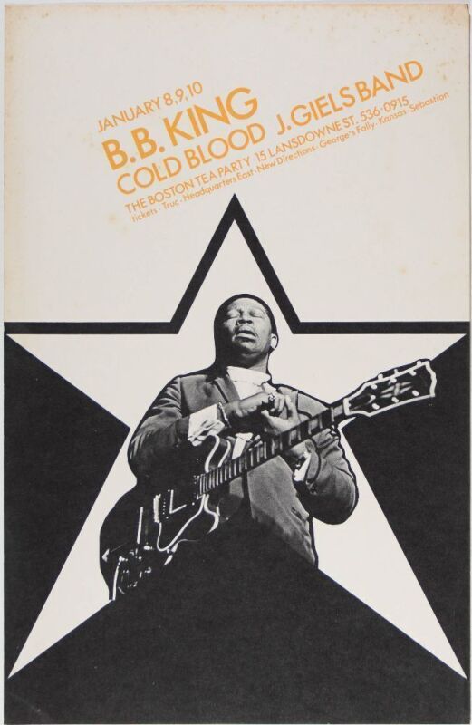 1970 B.B. King Cold Blood J. Geils Band Boston Tea Party Poster Extra Fine 69