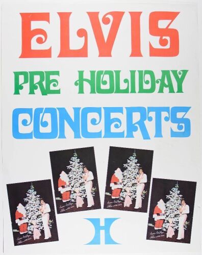 1975 Elvis Presley Hilton Las Vegas Pre Holiday Concerts Poster Excellent 76